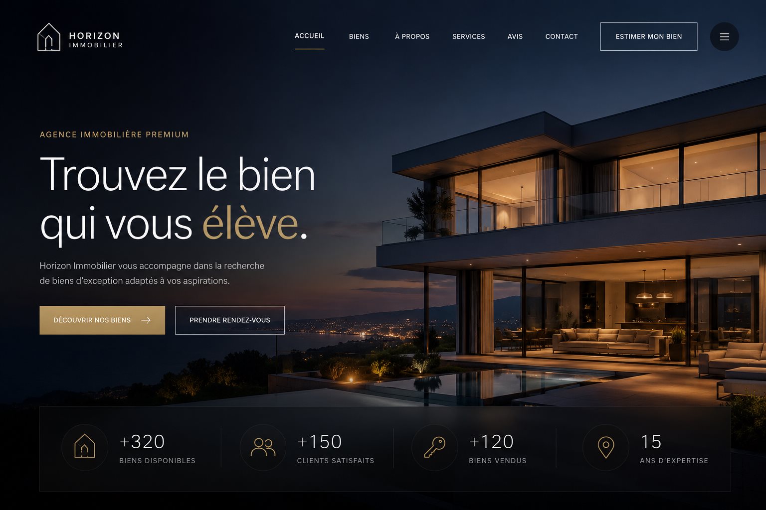 Après : exemple illustratif de site premium